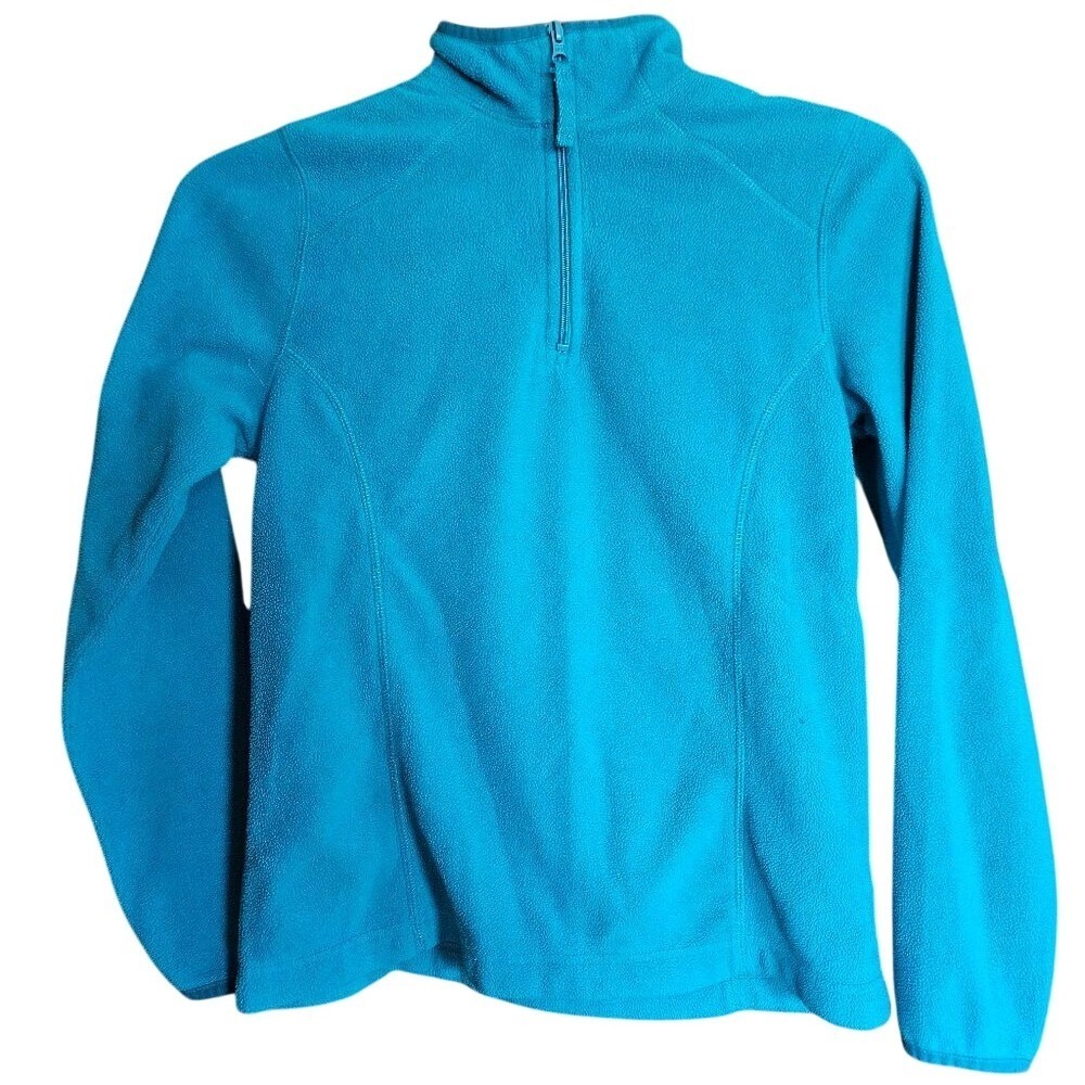 Womens Turquoise Blue 1/4 Zip Fleece Sweater Small Cozy Activewear Pullover